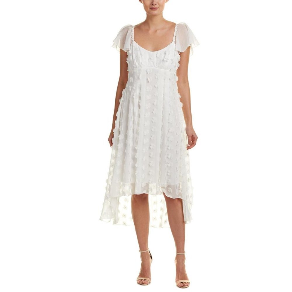 Eva Franco Anthropologie White Midi Dress w/ Petal chiffon wedding dress